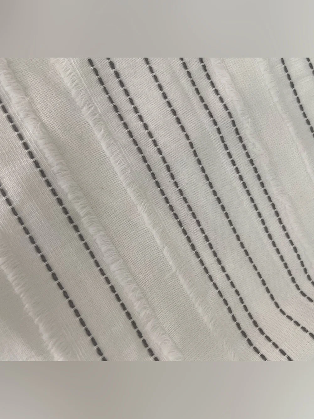 King size Set 2 shams Pillowcases Cotton White Grey Stripe Texture Collection